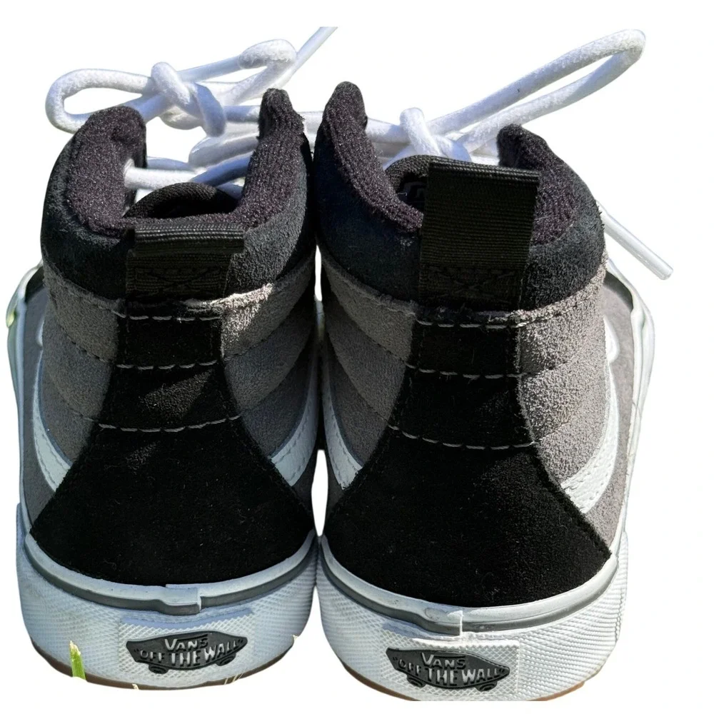 Vans Sk8-Hi High Top Sneakers Black Grey Suede Canvas Skate Shoes EUC